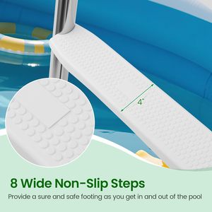 Scala per Piscina Fuori Terra in Acciaio Inossidabile, Robusta con Piattaforma Superiore, Gradini Antiscivolo a 4 Livelli, Scala Girevole a Doppio Lato - Product Image 6