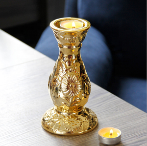 Portavelas de cerámica en relieve con diseño de plata dorada de estilo de lujo europeo, adornos de decoración de escritorio - Product Image 2