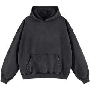 FOXA Vintage Washed Hoodie Unisex Pullover French Terry Kangaroo Pocket Sweatshirt - Product Image 1