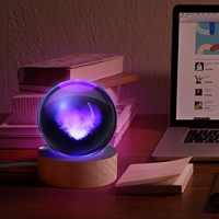 Boule de cristal transparente 3D avec système solaire galaxie, lumière nocturne pour décoration de bureau et de maison, vente chaude