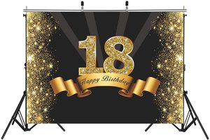 Fondo de Fiesta de Cumpleaños, Pancarta Grande de Tela Lavable con Purpurina para el 18 Cumpleaños - Product Image 4