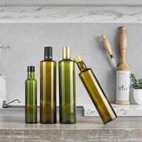 Bouteilles en verre d'huile d'olive de cuisson Marasca carrées vert foncé écologiques de qualité alimentaire en vrac de 100 ml, 250 ml, 500 ml, 750 ml, 1 L avec bouchon à vis