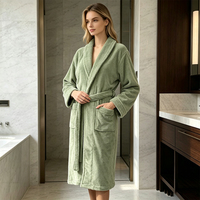 Peignoir personnalisé avec logo, col châle, en flanelle corail, naturel, super doux, respectueux de la peau, pour la maison, pour femmes