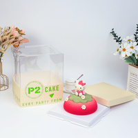 Boîte à gâteau carrée en gros pour usine, avec logo personnalisé UV, fond en carton robuste, matériau de qualité alimentaire, emballage cadeau transparent en PET pour desserts