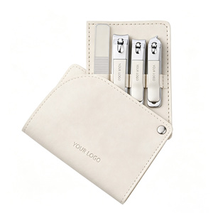 Ensemble de coupe-ongles personnalisé avec logo, en cuir PU, en acier inoxydable, ensemble de haute qualité de quatre pièces avec lime à ongles, <span class=keywords><strong>cadeau</strong></span> - Product Image 2