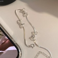En stock – Bracelets en argent sterling 925 avec breloque nœud papillon, chaîne serpent, minimalistes, chevrons, sans nickel, empilables, bijoux de main, cadeaux