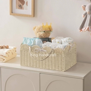 Organizador de pañales para bebé, cestas de almacenamiento de cuerda de papel, contenedor para habitación infantil, organizador tejido a mano de Vietnam - Product Image 2