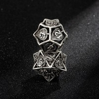 Prix d'usine – Lot de 7 dés polyédriques en métal gris (D4, D6, D8, D10, D12, D20, D30, D60, D100) pour jeux de rôle (RPG) et jeux de société (DND)