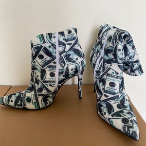 Botas Cortas de Mujer Talla Grande 47 con Cremallera Lateral, Estampados Artísticos, Tacones de Aguja, Botas de Color, Zapatos Elásticos para Mujer - Product Image 3