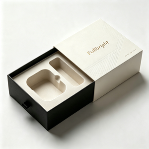 OEM Custom Logo Electronic Drawer Box with Molded <b>Pulp</b> Insert - Eco-friendly Rigid Cardboard Packaging for Wireless Earphones - Product Image 1