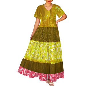 Nuevo para la primavera 2025 cuello en V profundo Casual elegante señoras de tamaño completo Maxi vestido estampado Tie-dye diseño Tribal polinesio - Product Image 3