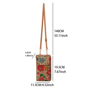 Fashion Vintage Retro Bohemian Lady Women's Crossbody Bag Zipper Closure Multi-function Large Capacity Cork Wood Grain Mobile - Product Image 5