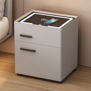 Mesita de Noche Moderna de Madera de Lujo, Mesa Auxiliar Inteligente con Carga Inalámbrica Integrada, Caja Fuerte Invisible con Contraseña para <span class=keywords><strong>Dormitorio</strong></span> - Product Image 2