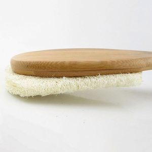 Bathroom Accessories Curved Handle <b>Bath</b> Brush With Loofah for Shower Exfoliating - Product Image 2