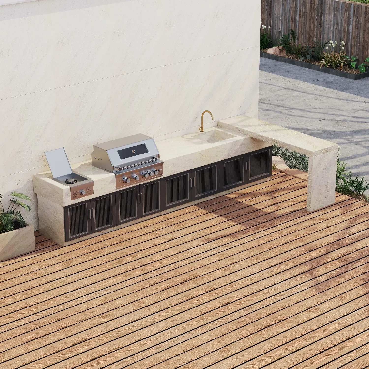 Factory Direct Custom Outdoor Kitchen Island Marble Outdoor Kitchen With Sink Grill For Patio Use