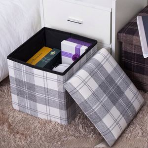 Modern <b>Japanese</b>-Style Fabric Ottoman Foot Stool Foldable and Storage-Enabled Square Foot Rest for Bedroom - Product Image 5