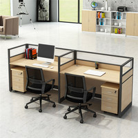 Ensemble de bureau moderne et minimaliste en bois, mobilier de bureau en forme de bar, pour quatre personnes
