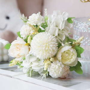 Bouquet de fleurs artificielles haut de gamme, 7 têtes, style européen, pivoines, marguerites, hortensias colorés, pour la maison, <span class=keywords><strong>mariage</strong></span>, extérieur, décoration <span class=keywords><strong>DIY</strong></span> - Product Image 6
