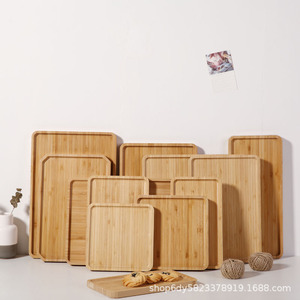 Plateaux de service en bambou carrés, assiettes en bois naturel pour fruits, pain, rangement de cuisine, écologiques, style simple - Product Image 2