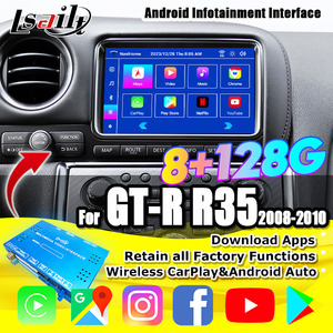 Lsailt 8G sans fil <span class=keywords><strong>Apple</strong></span> CarPlay Android Auto Solution Interface avec NetFlx, sortie vidéo pour moniteur d'appui-tête pour GT-<span class=keywords><strong>R</strong></span> GTR R35 - Product Image 2