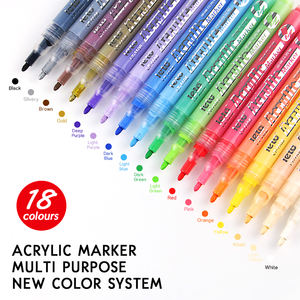 Juego de rotuladores acrílicos a base de agua impermeables de 12/18 colores para dibujo DIY en tela de cerámica de piedra-marcadores artísticos - Product Image 3