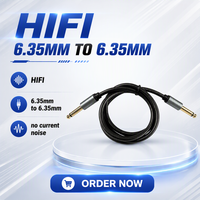 Câble audio HiFi plaqué or OFC mono 6,35 mm à 6,35 mm (1/4 pouce) noir TS pour amplificateur, mixeur, haut-parleur