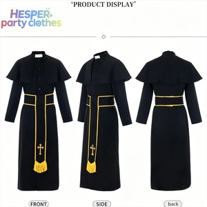 HESPER Disfraz de Monja para Adultos Unisex, Estilo Europeo Americano, para Halloween, Cosplay, Teatro, Mascarada, Color Beige, Poliéster - Product Image 3