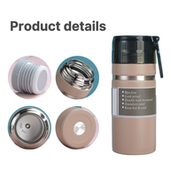 Bouteille d'eau isotherme en acier inoxydable, double usage chaud/froid, gourde de sport avec anneau portable pour l'entraînement