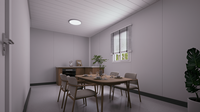 Maison préfabriquée modulaire à double étage à assemblage rapide, avec tuiles de toit en acier, design respirant, style moderne pour immeuble de bureaux
