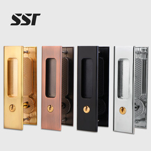 Modern 6.3 Inches (16.0 Cm) Privacy Pocket Door Lock <b>Hardware</b> Ambidextrous Invisible Recessed Handle for Sliding Door Mortise - Product Image 1