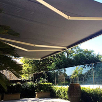 Auvent pare-soleil électrique rétractable pour l'extérieur avec cassette complète, bras pliant, voile en acrylique sur cadre en aluminium