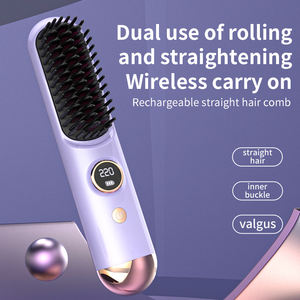 CE-zertifizierte 2-in-1-Digitalanzeige Drahtloser Haars tyler USB-betriebener multifunktion aler Kamm-Lockenstab-Glätteisen-Paddel bart - Product Image 4