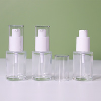 Flacon cosmétique en verre transparent de 30 ml avec pompe à pression blanche, distributeur de fond de teint liquide, emballage vide pour sérum et lotion, rechargeable