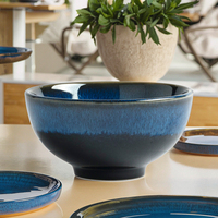 Service de table en céramique grès bleu glaçure réactive haut de gamme service de restaurant Design moderne assiettes de restauration pour les hôtels