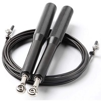 Câble de sport noir/couleur personnalisé Mma Roulement à billes Poignée en aluminium Fil d'acier Corde à sauter de vitesse