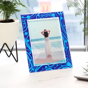 3.5 x 5 inch Shining Bubble Lava Glowing Aqua Liquid Water Floating Sequin Flotage Floater Quicksand Glitter Picture Photo Frame
