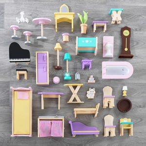 Grande maison en bois éducative rose et bleue à construire soi-même avec accessoires, jouets pour filles - Product Image 5