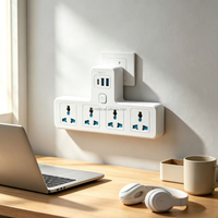 Multiprise murale 4 voies avec 3 ports USB (USB-C + 2 USB-A) – Adaptateur universel multifonction