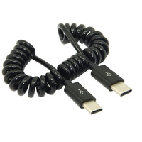 Kabel USB Type C Male to Male Spiral Retractable untuk Transfer Data dan Pengisian Daya