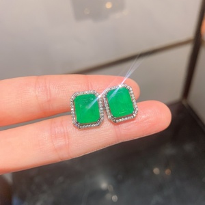 Fashion 9*11mm <b>Emerald</b> Green Zircon Minimalist Necklace <b>Earrings</b> Ring Set Eco-friendly Copper Trendy Jewelry Sets - Product Image 6
