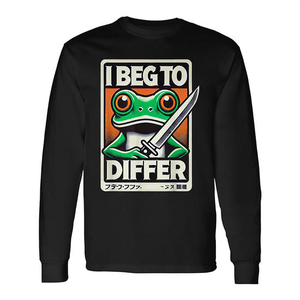 T-shirt a maniche lunghe con meme del rana "I Beg To Differ" - Product Image 2