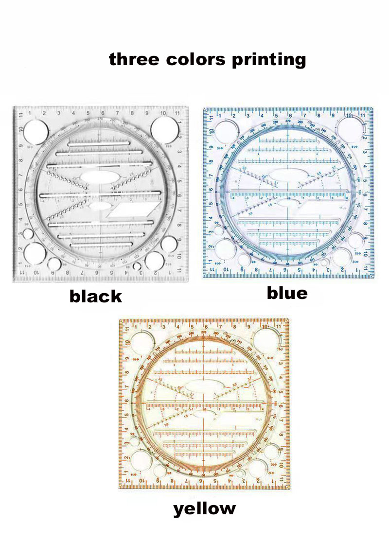 1pc/2pcs Multifunctional Rotatable Drawing Template Geometric Measuring Tool, Creative Painting Ruler, Office Supplies * Circle Drafting Measuring Scale Ruler Tools - View #8