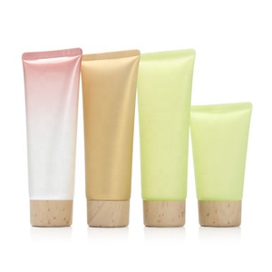 50ml 100ml Plastic Empty Latex Cream Tube Cosmetics Packaging Tubes With Wood Grain Cover