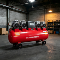 Compresor de Aire Portátil Silencioso Sin Aceite con Sistema de Compresión a Prueba de Polvo y Funcionamiento Seguro, Motor de 4x750W, Tanque de Almacenamiento de 200L