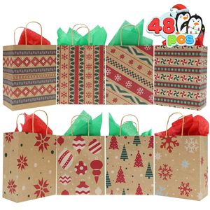 Bolsas de Regalo de Navidad y Año Nuevo <span class=keywords><strong>Sac</strong></span> En Papier, Embalaje de Regalo, Bolsa de Papel Kraft Reciclable Impresa con Impresión en Huecograbado - Product Image 3