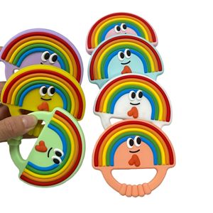 Giocattolo da masticare per neonati in silicone alimentare Rainbow <span class=keywords><strong>Smile</strong></span> Sensory Teething Stick per 0-24 mesi, morsi morbidi per alleviare il disagio della dentizione - Product Image 2