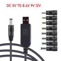 Câble d'alimentation USB avec convertisseur de tension DC 5V vers 8.4V 9V 12V, câble amplificateur de tension avec 8 types d'adaptateurs DC femelle vers mâle
