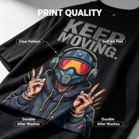 T-shirt imprimé décontracté à manches courtes et col rond en coton 100% tricoté, 300 grammes, motif vierge, coupe lourde, MIXED EMOTION