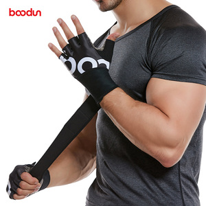Breathable Gym Gloves with <b>Long</b> Wrist Strap Anti <b>Slip</b> Half Finger Weightlifting Gloves - Product Image 3