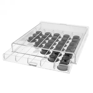 Kotak Organizer Pod kopi akrilik 5 kompartemen tempat kapsul kopi Plexiglass transparan sudut bulat dengan laci